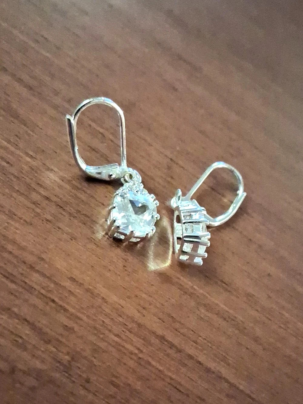 NVC Nataliya Collister CZ LEVER BACK EARRINGS 1” SILVER TONE